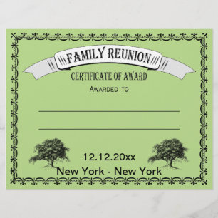 Family Reunion/Gathering Certificate of Award Flyer