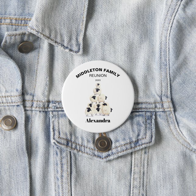 Family Reunion Gathering Fun Black Name 3 Inch Round Button (In Situ)