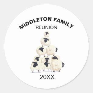 Family Reunion Gathering Fun Black Name Classic Round Sticker