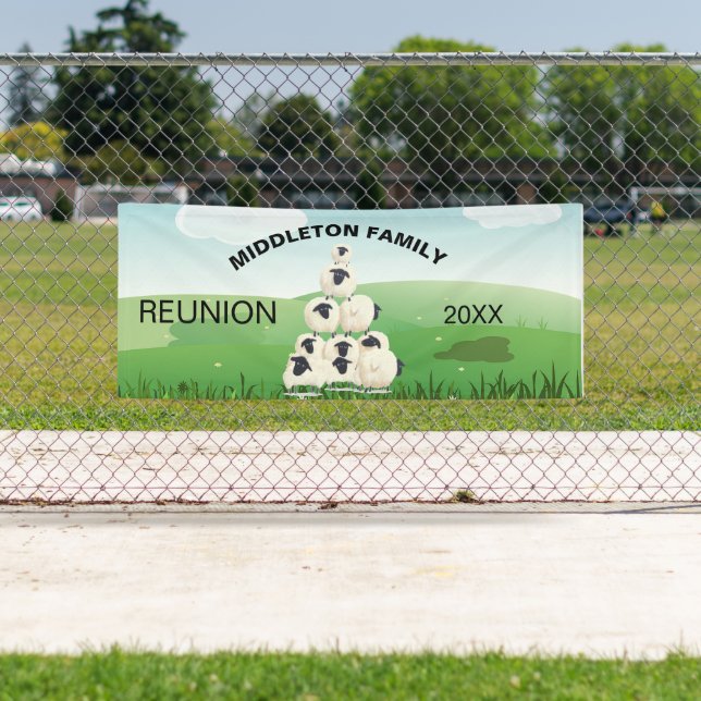 Family Reunion Gathering Fun Sheep Black White Banner (Insitu)