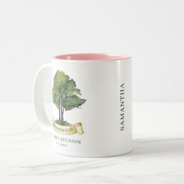Family Reunion Genealogy Keepsake Personalized Two-Tone Coffee Mug (Front Left)