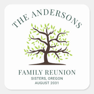 Family Reunion Genealogy Tree Custom Square Sticker