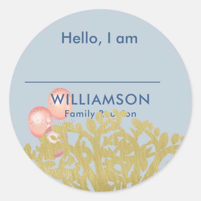 Family Reunion Genealogy Tree Name Classic Round Sticker (Front)