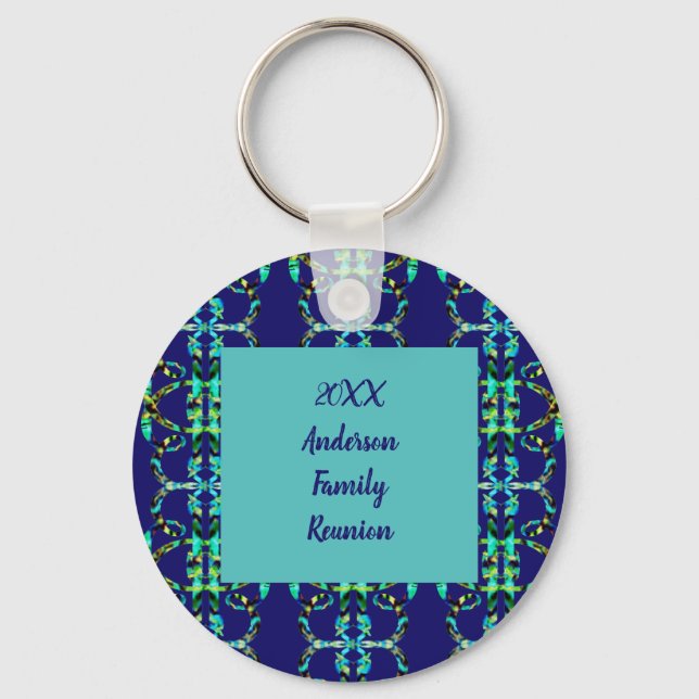 Family Reunion Geometric Tie-dye Yearly Gathering Keychain (Front)