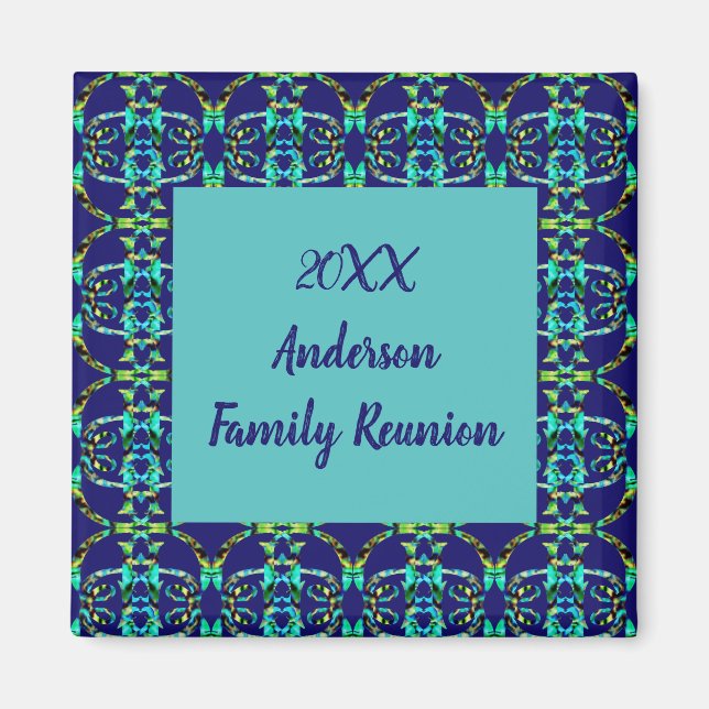 Family Reunion Geometric Tie-dye Yearly Gathering Magnet (Front)