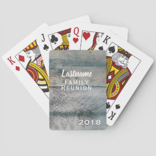 Family Reunion Gift Fall Winter Rustic Monogram Playing Cards