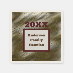 Family Reunion Gold White Striped Abstract Elegant Napkin