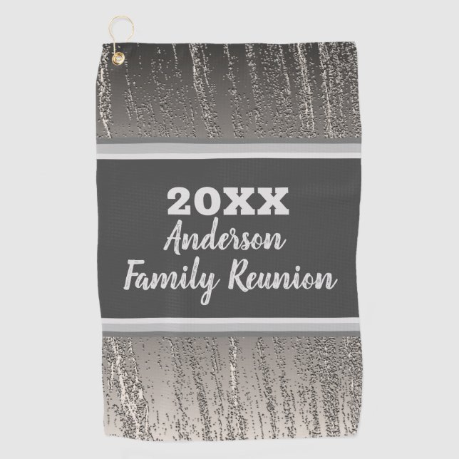 Family Reunion Golf Outing Silver Stripes Golf Towel (Front)