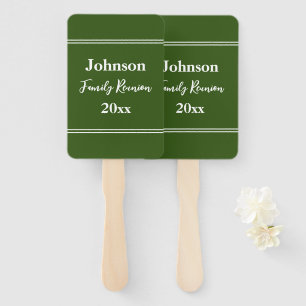 Family Reunion Green and White Name Year Template Hand Fan