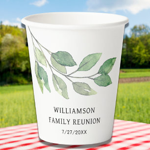 Family Reunion Green Personalized Paper Cups