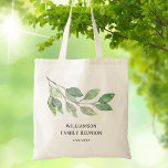 Family Reunion Green Personalized Tote Bag<br><div class="desc">This family reunion keepsake tote bag is decorated with green watercolor foliage. Easily customizable. This bag makes a great family reunion gift. Use the Design Tool to change the text size, style, or colour. Because we create our artwork you won't find this exact image from other designers. Original Watercolor ©...</div>