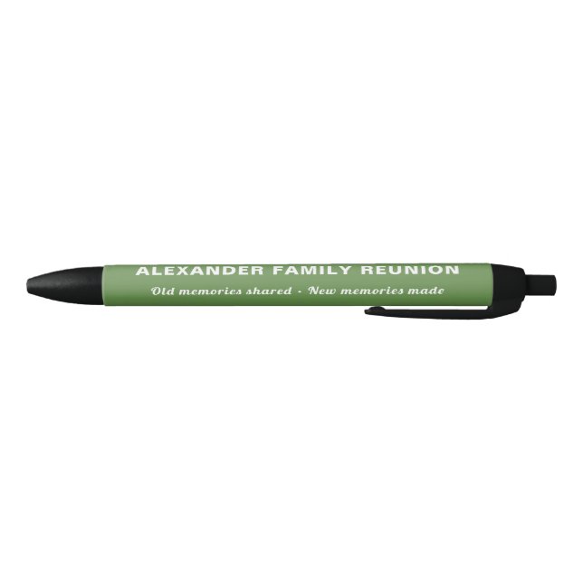 Family Reunion Green Souvenir Keepsake Gift Black Ink Pen (Bottom)