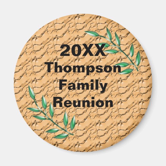 Family Reunion Green Tree Branch Keepsake Memento Magnet (Front)