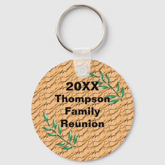 Family Reunion Green Tree Branches Keepsake Keychain (Front)