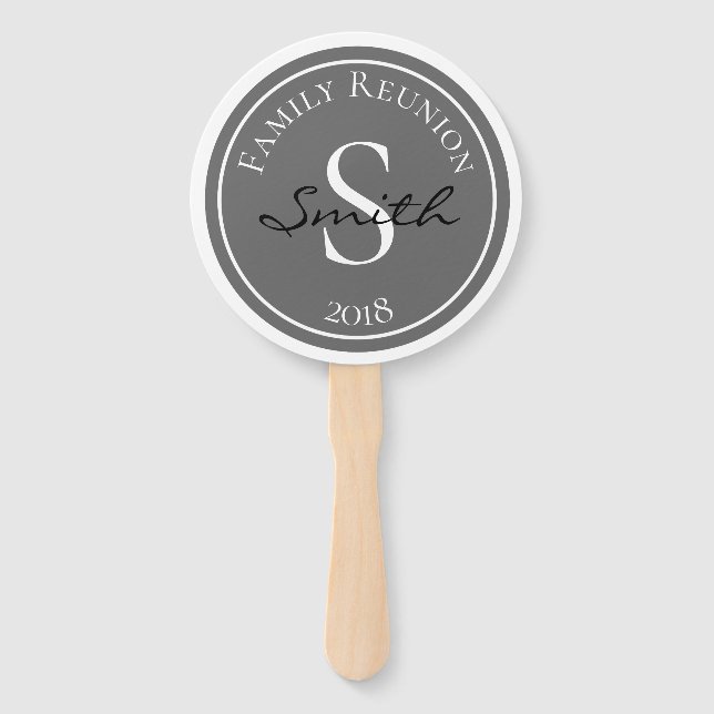 Family Reunion Grey Badge Hand Fan (Front)