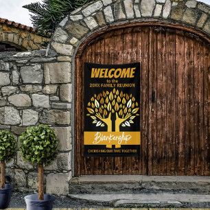 Family Reunion Hands Tree Leaves Custom  Banner