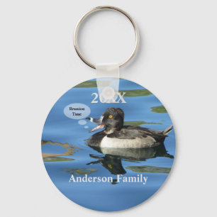 Family Reunion Humorous Duck on Lake Event Keychain