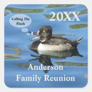 Family Reunion Humourous Duck Event Announcement Square Sticker