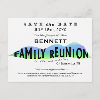 FAMILY REUNION IN THE MOUNTAINS SAVE THE DATE ANNOUNCEMENT POSTCARD