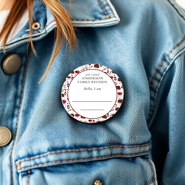 Family Reunion Introduction Barbecue Pattern 6 Inch Round Button (Creator Uploaded)