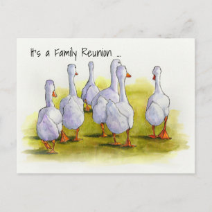Family Reunion Invitation, Geese Group, Watercolor Postcard