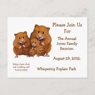 FAMILY REUNION INVITATION, Hamsters, Artwork Invitation Postcard