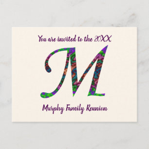 Family Reunion Invitation Letter M Monogram Postcard