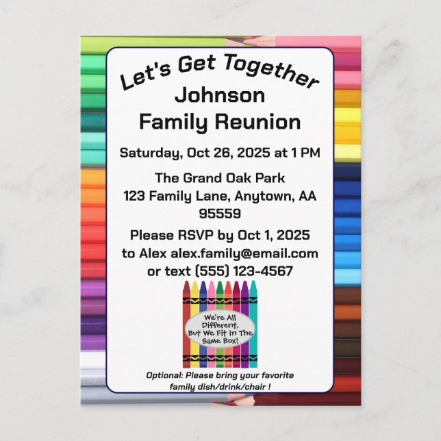 Family Reunion Invitation Postcard  (Front)