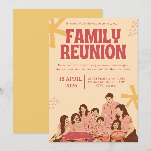 Family Reunion Invitation Template | Editable Gath (Front/Back)