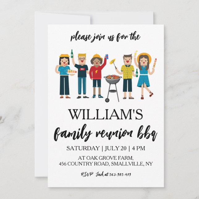 family reunion invitations Bbq cookout (Front)