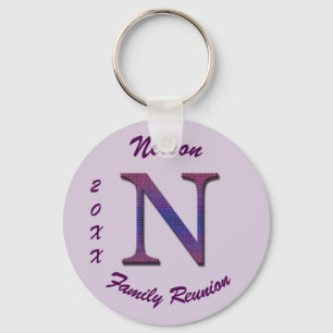 Family Reunion Keepsake Colourful Letter N Monogra Keychain