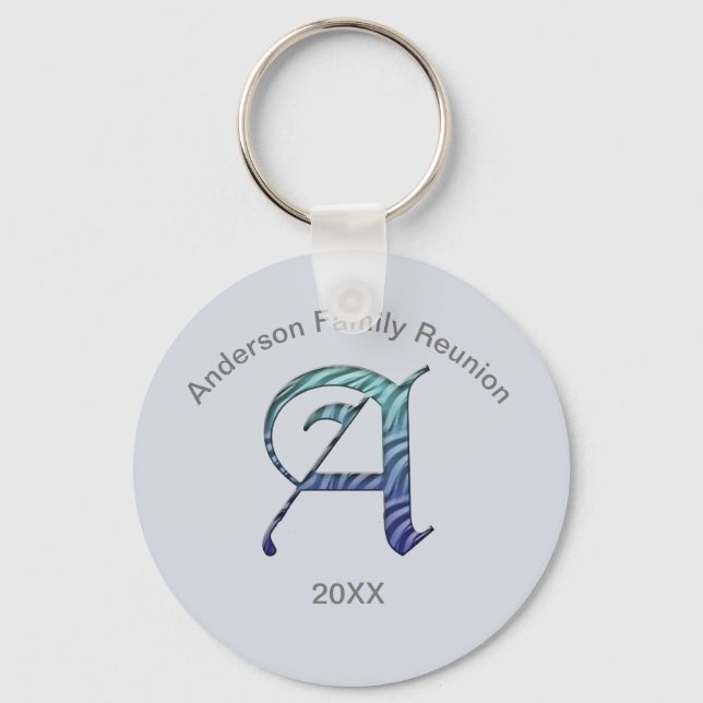 Family Reunion Keepsake Letter A Monogram Initial Keychain (Front)