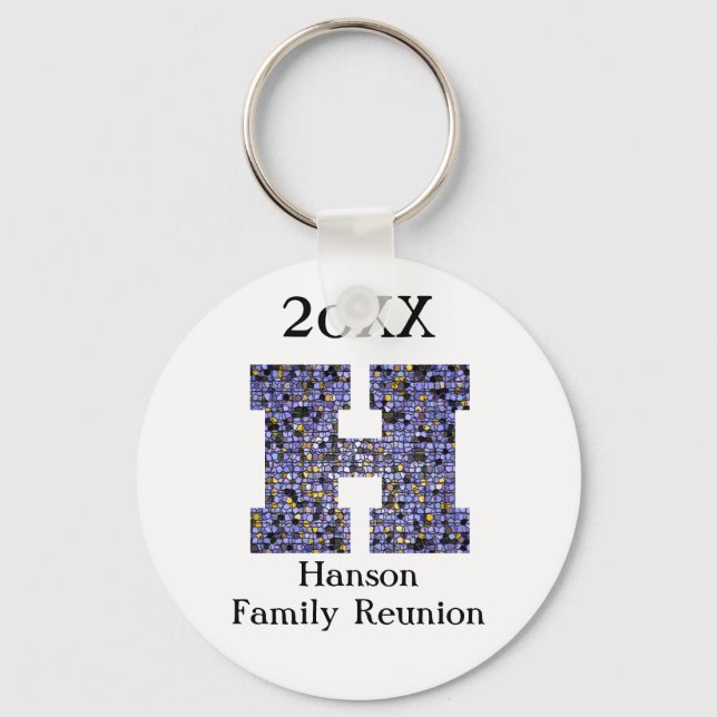 Family Reunion Keepsake Letter H Mosaic Monogram Keychain (Front)