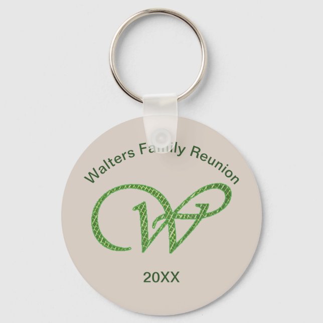 Family Reunion Keepsake Letter W Monogram Initial Keychain (Front)
