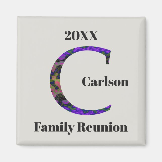 Family Reunion Keepsake Marbled Letter C Monogram Magnet (Front)