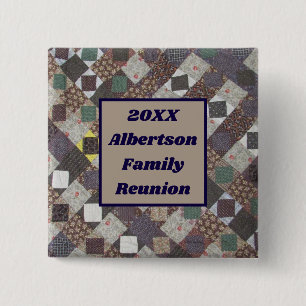 Family Reunion Keepsake Patchwork Quilt Pattern 2 Inch Square Button