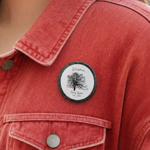 Family Reunion Keepsake Tree Elegant Black 2 Inch Round Button