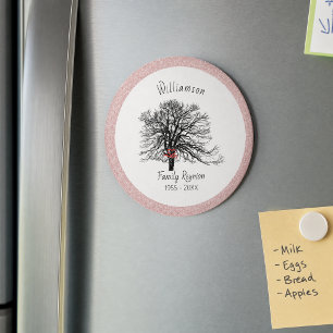 Family Reunion Keepsake Tree Rose Gold Glitter Magnet