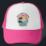 Family Reunion Logo | Trucker Hat<br><div class="desc">Fun custom trucker hat to commemorate your tropical vacation, family reunion, bachelor or bachelorette party, etc. Features vibrant beach scene with palm trees. A perfect way to commemorate that amazing trip or party. Customize trip/event/family name, location and year.</div>