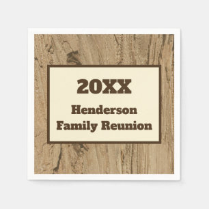 Family Reunion Meal Woodgrain Rustic Picnic Napkin
