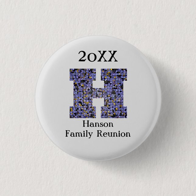 Family Reunion Memento Letter H Monogram Keepsake 1 Inch Round Button (Front)