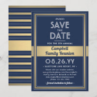 Family Reunion Modern Elegant Navy Blue Gold White