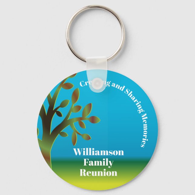 Family Reunion Modern Family Tree Sharing Memories Keychain (Front)
