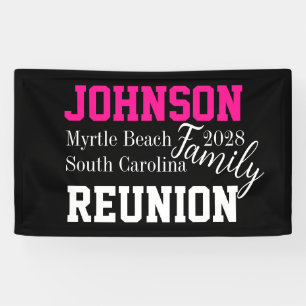 Family Reunion Modern Hot Pink Party Banner