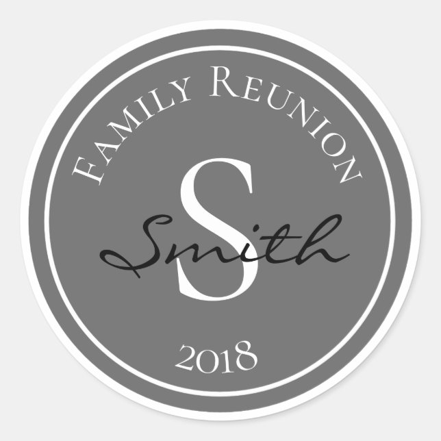 Family Reunion Monogram Classic Round Sticker (Front)