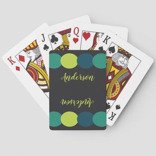 Family Reunion Monogram Colorful Abstract Playing Cards (Back)