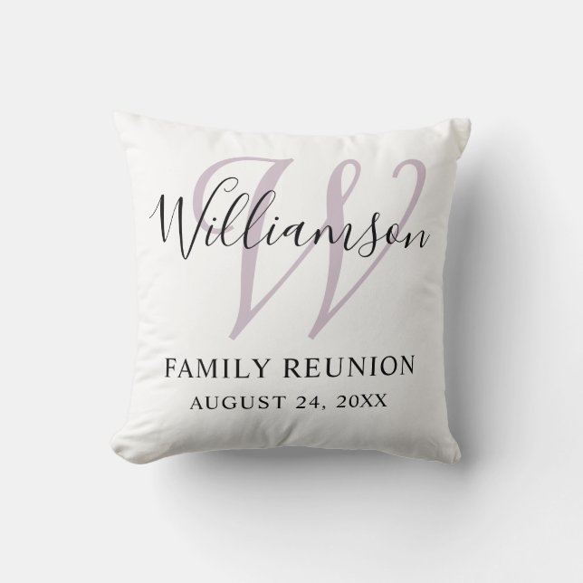 Family Reunion Monogram Simple Throw Pillow (Front)