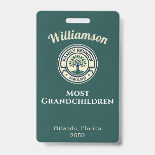 Family Reunion Most Grandchildren Award Badge