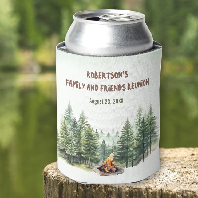 Family Reunion Name Forest Campfire Green Can Cooler (Family Reunion Name Forest Campfire Green Can Cooler)