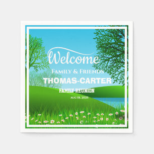   Family Reunion Nature Scene Lake Custom Napkin
